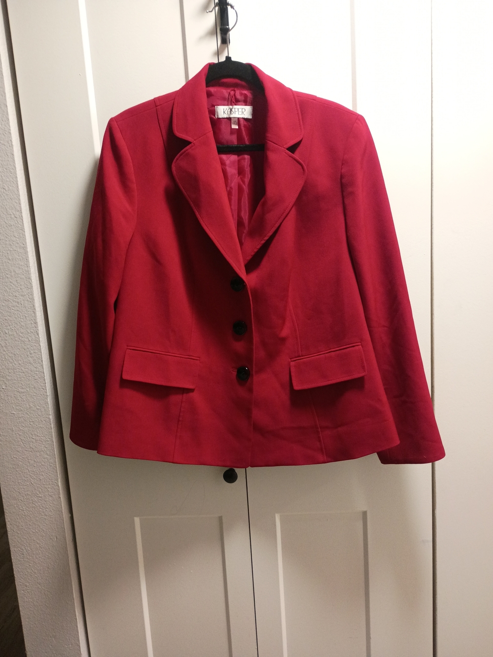 Kasper Women's Red Three-Button Tailored Blazer Jacket